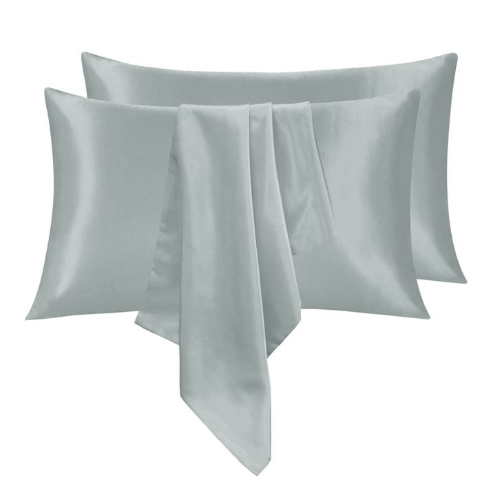 LINENOVA 2PCS 100% Mulberry Silk Pillow Cases Genuine Silk Pillowcases - Silver