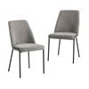Oikiture Set of 2 Dining Chairs Chenille Fabric Grey