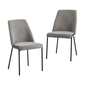 Oikiture Set of 2 Dining Chairs Chenille Fabric Grey