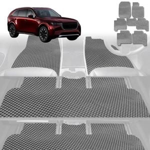 6D Diamond Car Floor Mats for All-new Mazda CX-90 2024-Current-Ultimate Set-Grey-Outback GT