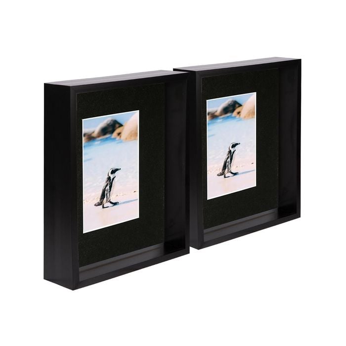 Nicola Spring 8" x 10" Black 3D Deep Box Photo Frames - 4" x 6" Mount - Black - Pack of 2