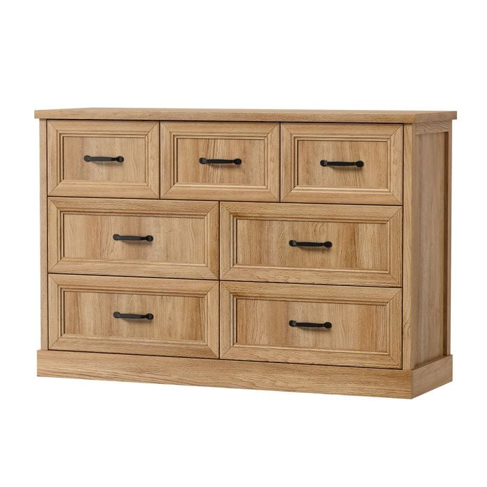 Oikiture 7 Chest of Drawers Bedside Dresser Tallboy Storage Bedroom Natural