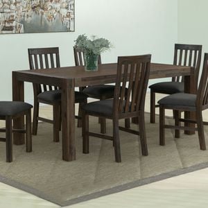 1X Dining Table 180cm Medium Size with Solid Acacia Wooden Base in Chocolate Colour