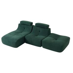 MIUZ 3PC Modular Lounge Sofa,1-3 Seater Forrest Green, Ottoman, Chaise, Armless