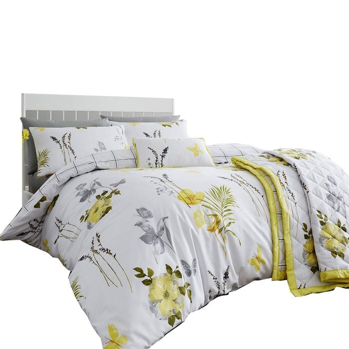 Bloomington Flora Yellow Cotton Rich Quilt Cover Set King