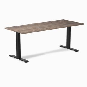 Desky Fixed Height Natural Walnut Melamine Desk 180x75cm Matte Black Leg