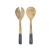 2pc Urban Ripple 30cm Mango Wood Spoon/spork Salad Servers - Blue