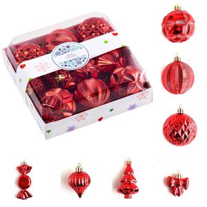 Catzon 28 Pcs Christmas Tree Ornaments Including Candy Snowflake Shaped for Holiday-Red