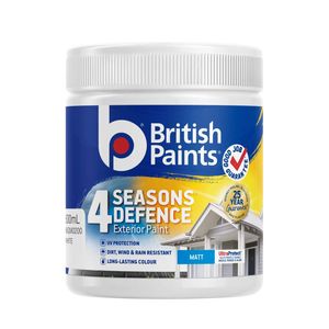 British Paints 4 Seasons Defence 500ml White Matt Exterior Paint