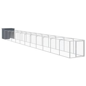 vidaXL Dog House with Run Anthracite 110x1221x110 cm Galvanised Steel
