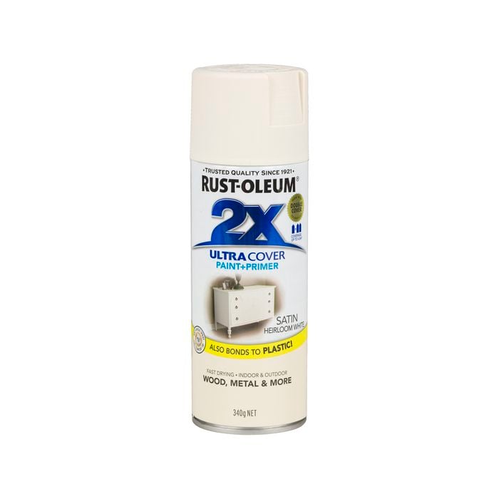 Rust-Oleum 2X Ultra Cover Satin Heirloom White Spray Paint 340g