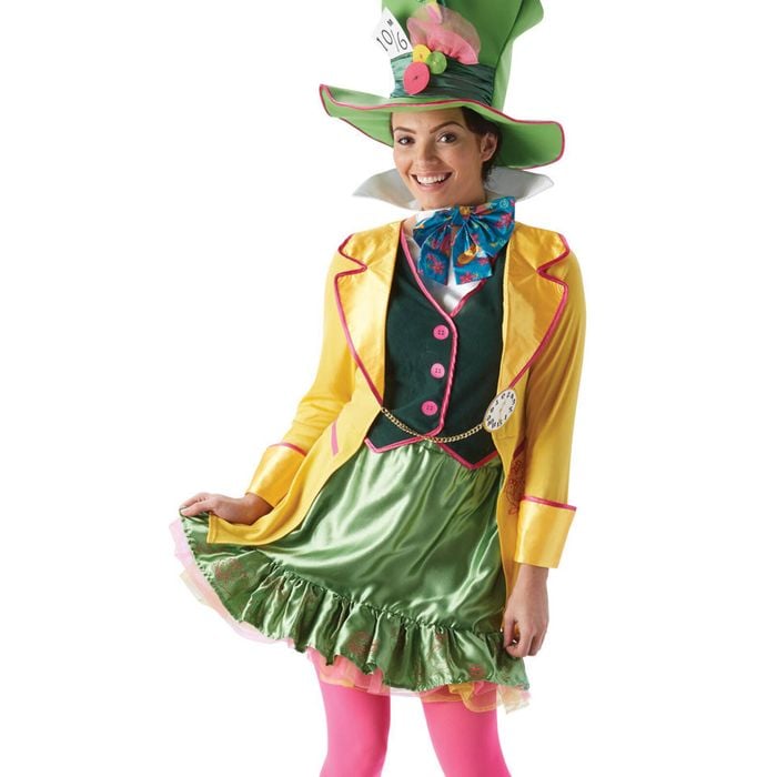 Disney Alice in Wonderland Mad Hatter Girls Halloween Costume – Top, Skirt, Collar &amp; Hat, Multi Colour, Large