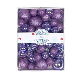 Catzon 42 Pcs Plastic Christmas Balls Sequins and Matte for Holiday Party Wedding-Purple