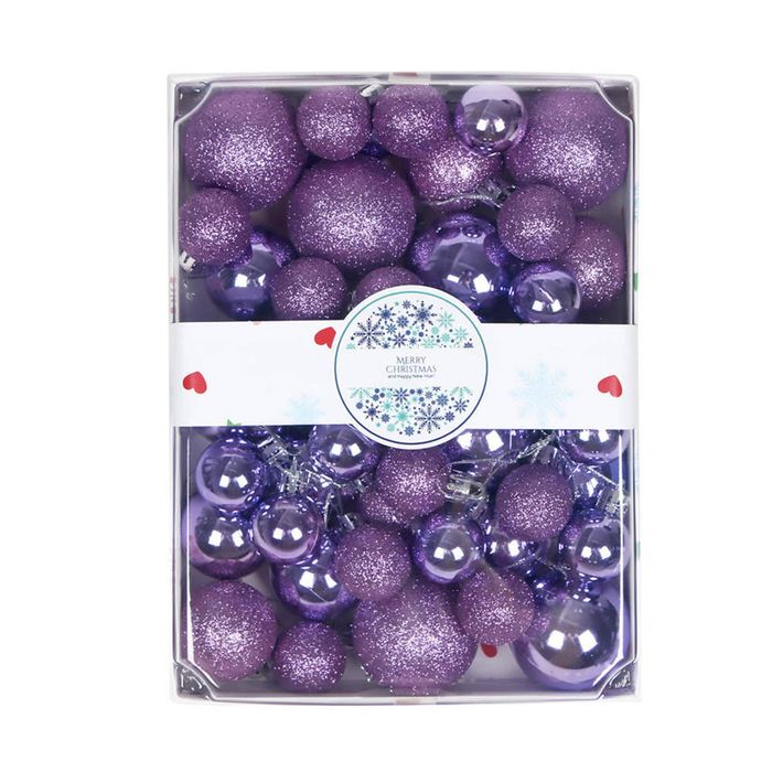 Catzon 42 Pcs Plastic Christmas Balls Sequins and Matte for Holiday Party Wedding-Purple