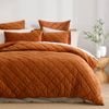 Dreamaker Haven Velvet Quilted Quilt Cover Set Rust King Bed
