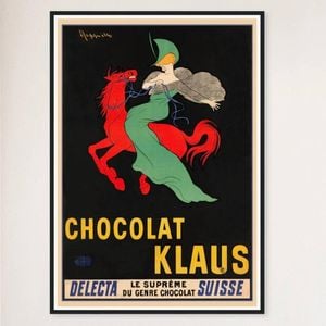 Galrie Stunning Vintage Chocolate Klaus Advertising Poster by Leonetto Cappiello Artwork, Black Frame, A1 60x 84cm (23 x 33inch)