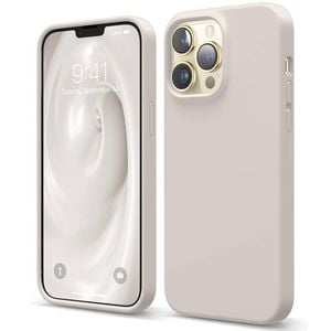 Silicone Phone Case For iPhone 13 Pro Max Shockproof Microfiber Lining - Beige