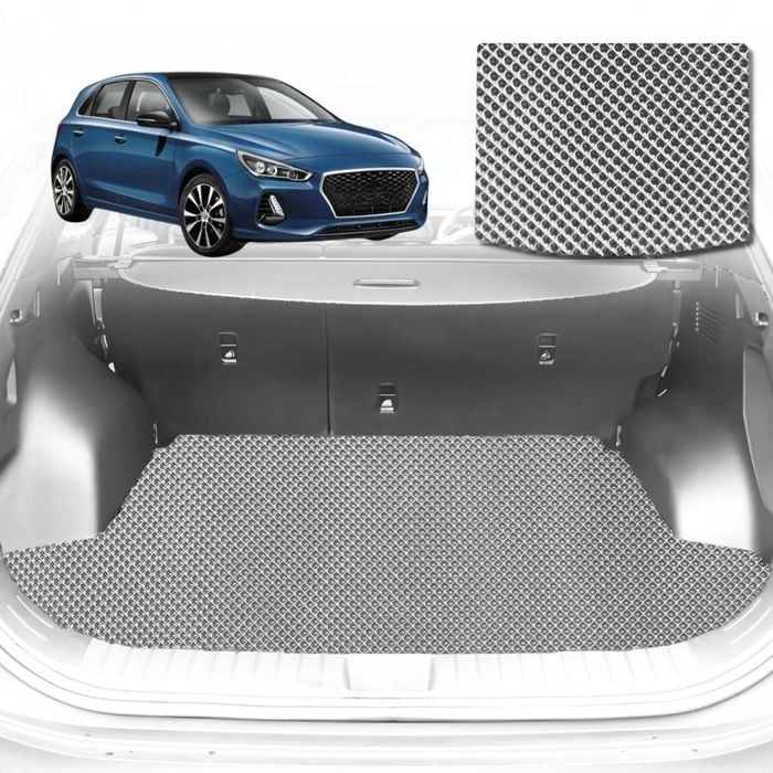 6D Diamond Car Boot Mat for Hyundai i30 (Sedan)2017-Current-Cargo Mat-Grey-Outback GT