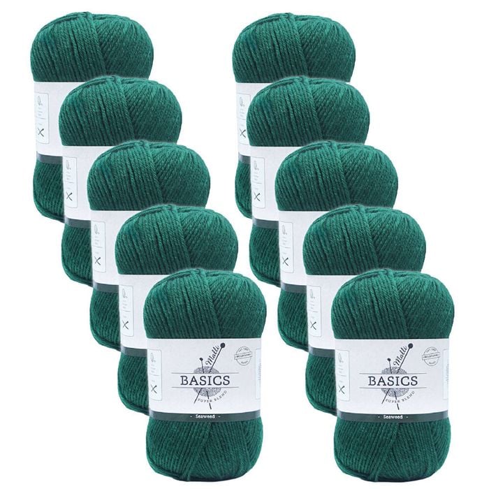 10pk Malli Super Blend Basic Crochet Knitting Yarn 8ply 100g 16x9cm Seaweed