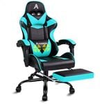 ALFORDSON Massage Gaming Chair Black Cyan