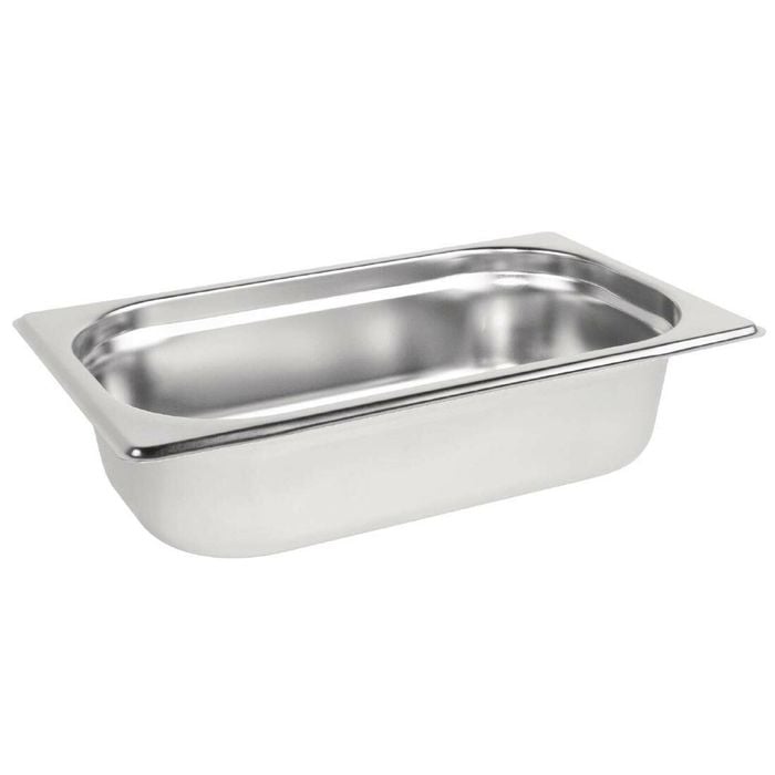 Vogue Gastronorm Tray Stainless Steel 1/4 Size 65mm Deep Commercial Kitchen Food Storage