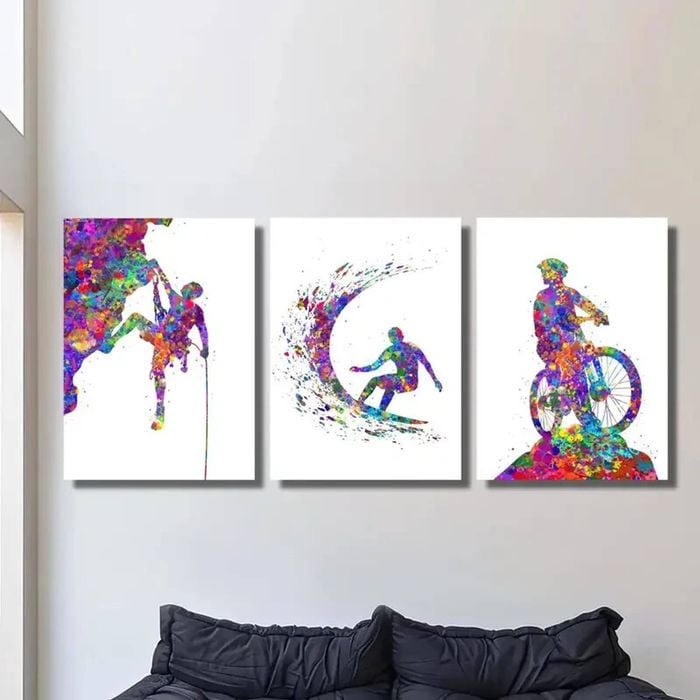 3pcs Rock Climber Surfer Mountain Biker Print 100% Australian Made 3 x 40x60cm (Metal Print)