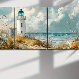 3pcs Coastal Lighthouses And Ocean Landscapes Print 100% Australian Made 3 x 40x60cm (Metal Print)
