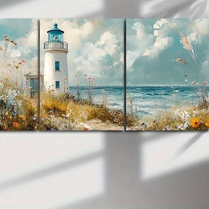 3pcs Coastal Lighthouses And Ocean Landscapes Print 100% Australian Made 3 x 40x60cm (Metal Print)