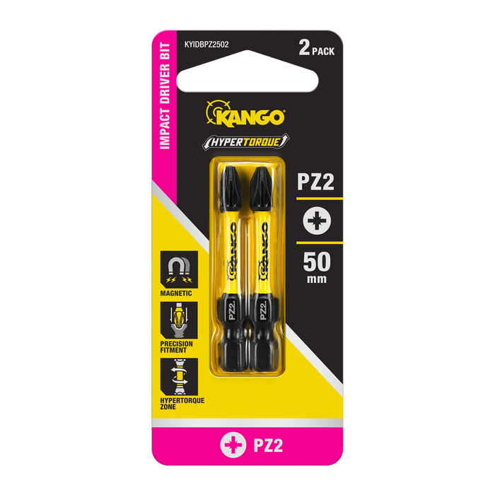 Kango 50mm HyperTorque PZ2 Impact Rated Driving Bits - 2 Pack