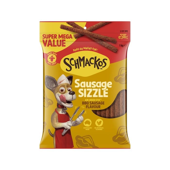 Schmackos Sausage Sizzle 1kg BBQ Sausage Flavour Dog Treats