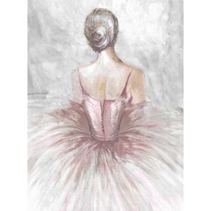 P&P Pink Ballerina Canvas Wall Art Hand Painted Decorative Picture Frame