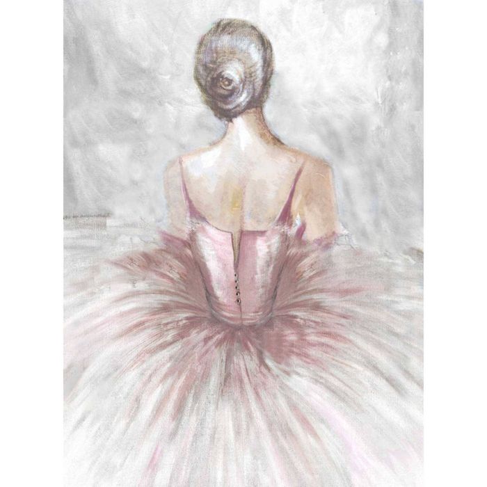 P&P Pink Ballerina Canvas Wall Art Hand Painted Decorative Picture Frame