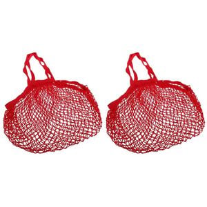 2PK Sachi Cotton String Bag Long Handle Red
