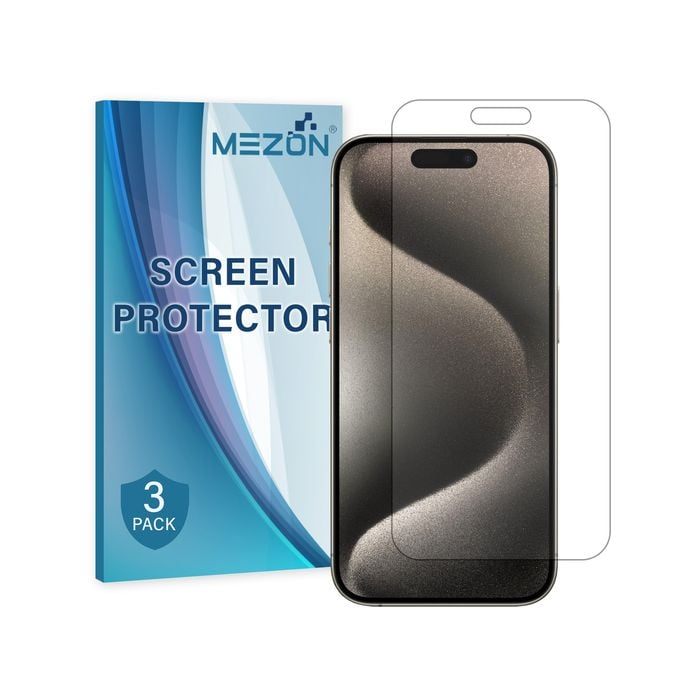 3 Pack MEZON iPhone 15 Pro (6.1") Hydrogel Film Clear Screen Protectors