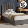 Oikiture Bed Frame King Single Size Gas Lift Grey Velvet