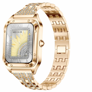 Smart Fitness Watch For Women Bluetooth Call Blood Pressure Monitor Waterproof Sports Smartwatch With Diy Custom Dial Steel Gold