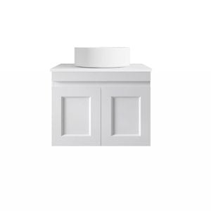 Attica Hamptons Shaker 600mm Satin White Vanity with Pure White Stone Top