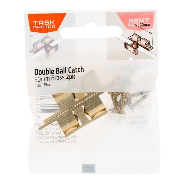 Taskmaster 50mm Brass Double Ball Catch - 2 Pack