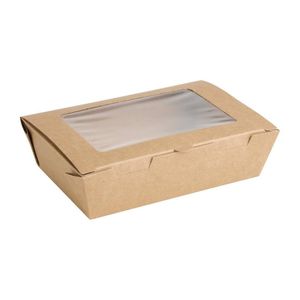 Fiesta Salad Box With Pet Window Recyclable Kraft 700ml 200 Pack