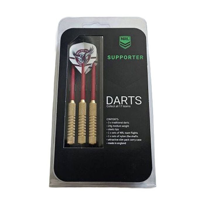 3pc NRL Darts Manly Sea Eagles Team Design Flights & Shafts Case Included