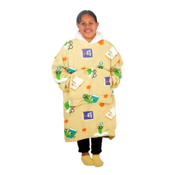 Bloomington Girls Comfy Warm Blanket Hoodie with Sherpa Fleece Reverse Bookworm