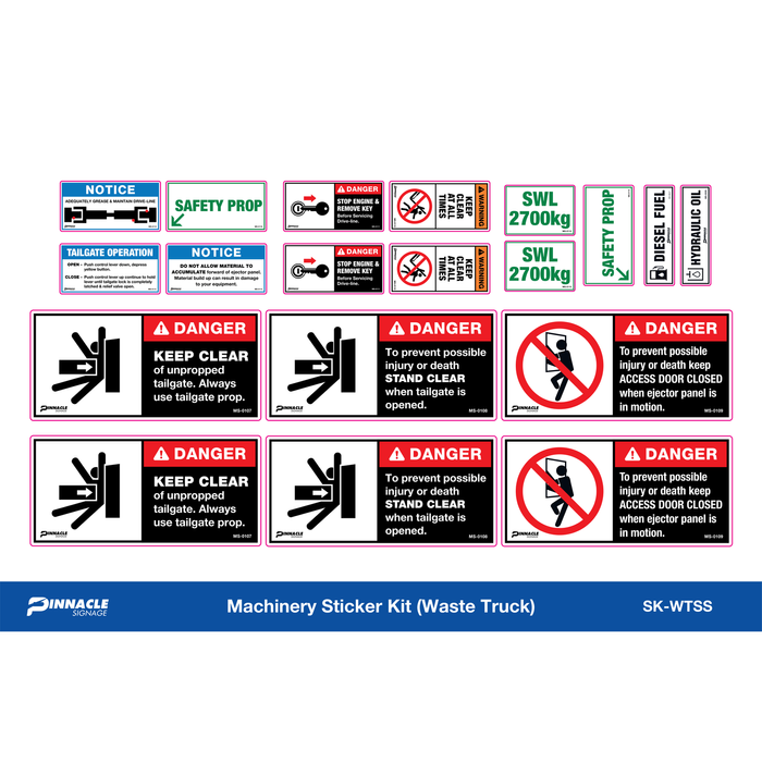 Pinnacle Waste Truck Machinery Sticker Kit