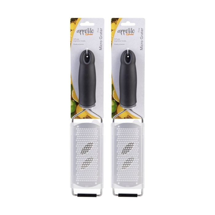 2pk Appetito Stainless Steel Micro Grater W/ Soft Grip Handle Fine