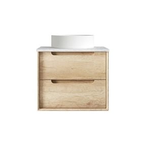 Attica 600mm Natural Oak Baia Vanity With Carrara Stone Top