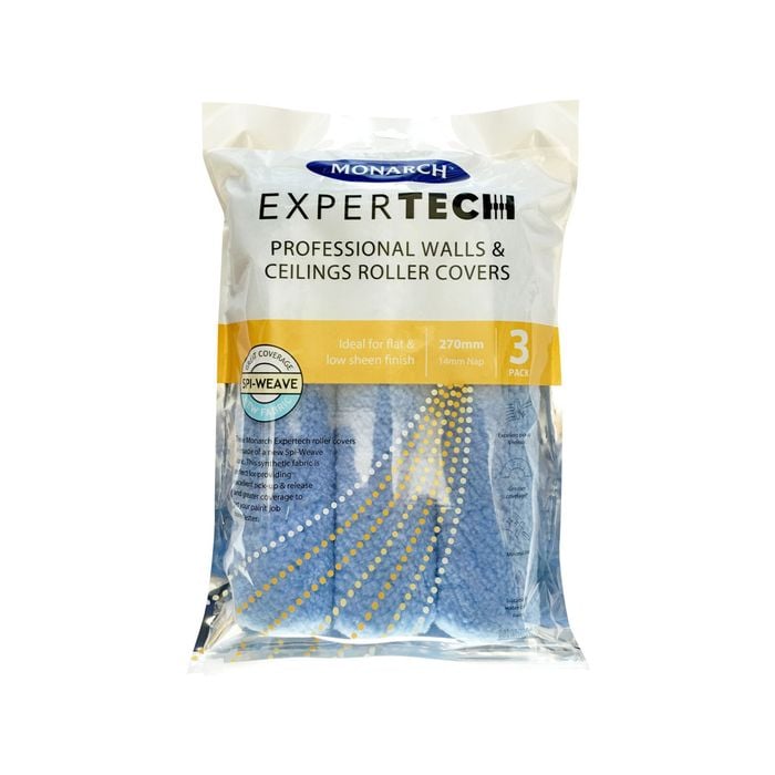 Monarch Expertech 270mm Walls And Ceilings Spi-Weave Roller Cover - 3 Pack