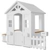 White Teddy Cubby House With Picket Fence