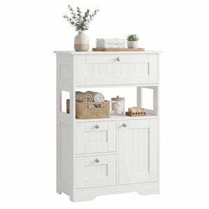 Ufurniture Freestanding Bathroom Cabinet Storage Unit Floor Cupboard Organizer White
