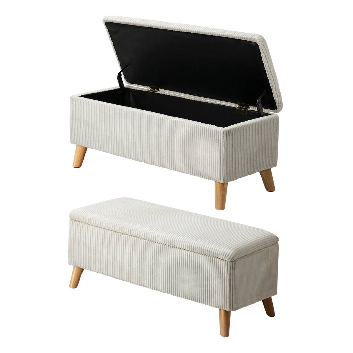 Oikiture Storage Ottoman Blanket Box Chest Footstool Beige - Bunnings ...