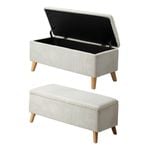 Oikiture Storage Ottoman Blanket Box Chest Footstool Beige