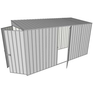 Build-a-Shed 1.5 x 3.7 x 2m Single Hinged Side Door Skillion Shed - Zinc